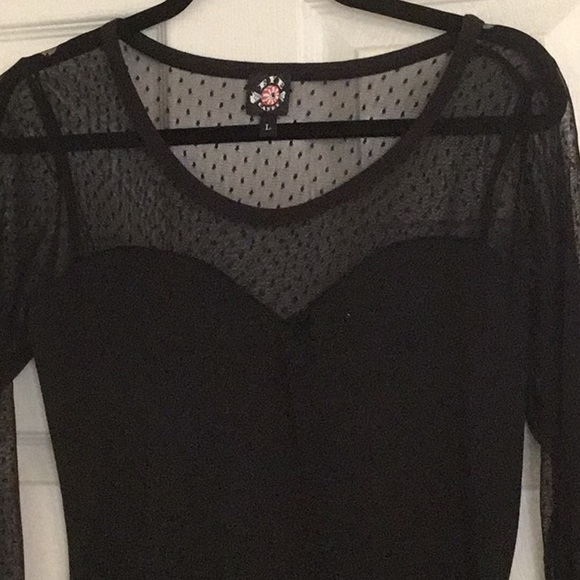 New Veras Eye Candy Black Long-Sleeve Mesh Dress - Picture 3 of 8